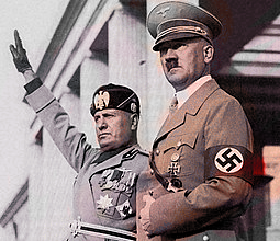 Benito Mussolini (l.) mit Adolf Hitler.